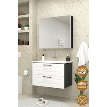 Teta Home Savora 65 Cm Mdf Gövde Membran Kapak Banyo Dolabı Seti Antrasit - Beyaz