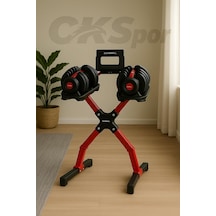 Ayarlanabilir Dambıl Ve Stand Seti, 2 X 24 Kg, Kırmızı