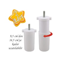 2 Adet Ayarlı Destek Ayağı 9,5 X 14,5 Cm Beyaz Gizli Ayak Mobilya Kanepe Baza Koltuk Dolap Tv Ünitesi