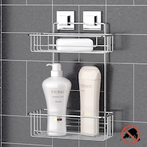 Teknotel Yapışkanlı Iki Katlı Banyo Duş Rafı Krom Ef256 Çok Renkli