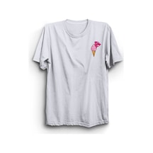Stoned&Fame Dondurma Ve Dil Baskılı Unisex T-shirt Beyaz