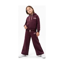 Toontoy Kids Toontoy Kız Çocuk Kapüşonlu Baskılı Eşofman Takım Bordo