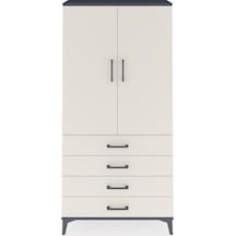 Arges Dolap Tek Raflı 4 Çekmeceli Tek Askılı 88x30x182 Antrasit-aytaşı Antrasit