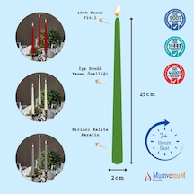24 Lü Yeşil Konik Şamdan Mum Yeşil