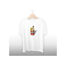 Duff Detaylı Unisex Tişört Beyaz