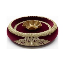 Kına Sepet Tepsisi Bordo Gold Aplikli 1