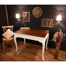 Wooding-Mobilya Wooding 120 Cm Masif Beyaz Ceviz Yemek Masası