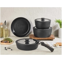 Bondy Amercook Seramik 8 Parça Black Tencere Seti