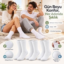 Bezos Unisex Beyaz Soket Çorap 6'lı Set %80 Pamuk Dikişsiz Burun Takviyeli Esnek Günlük Spor Çorabı Konfor Dfnbez