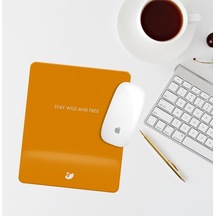 Turuncu Stay Wild And Free Yazılı Bilek Destekli Dikdörtgen Mouse Pad Mouse Altlık Mousepad