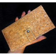Vegan Mantar Derisinden Telefon Bölmeli Gümüş Işıltılı Kadın Clutch Cüzdan Gümüş - Bej