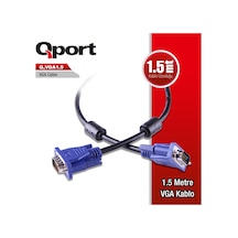 QPORT Q-VGA1.5 15 PİN FİTRELİ 1.5 METRE ERKEK ERKEK MONİTÖR KABLO