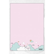 A5 Ayıcık Bloknot Kareli Defter - 50 Yaprak - Memopad - Notepad - Not Defteri - Not Kağıdı Pembe Pembe