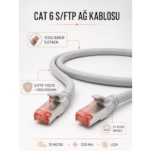 Dıgıtus Cat 6 S/ftp Rj45 Ethernet Kablosu 10 Metre 250 Mhz Lszh Gri 10 Metre
