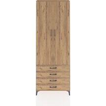 Arges Dolap 2 Raflı 4 Çekmeceli Tek Askılı 88x30x243 Çam-çam Atlas Çam