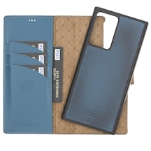 Bouletta Samsung Galaxy Note 20 Ultra Uyumlu Deri Cüzdanlı Kılıf BRN4EF Mavi