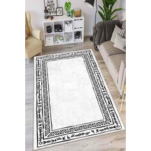 Beyaz Kaymaz Tabanlı Otantik Desen Mutfak Halısı Ar1095n11