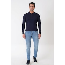 Slim Fit Beş Cepli Likralı Yıkamalı Mavi Jean Kot Pantolon Denim 135
