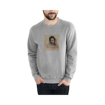 Sherlock Holmes 2 Baskılı Gri Erkek Örme Sweatshirt