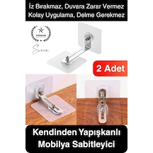 2 Adet Kendinden Yapışkanlı Mobilya Sabitleme Seti Delme Gerekmez Dolap Raf Tutucu Deprem Güvenliği Çok Renkli