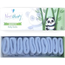 Novibaby 5'li Bambu Yenidoğan Bebek Çorabı I Dusty Blue I 0-6 ay Mavi