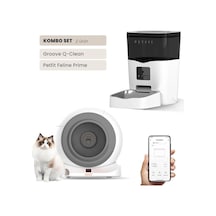 Groove Q-clean Wi-fi Akıllı Otomatik Kedi Tuvaleti Gri + Petfit Feline Prime 3l Wi-fi Kameralı Akıllı Otomatik Mama Kabı Besleme Ünitesi Bundle
