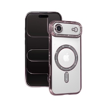 Apple iPhone Uyumlu 17 Air Joke Simli Magneticsafe Kılıf - Pembe Bz8683140895846