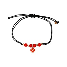 Gümüş Yonca Motifli Mercan Makrome Bileklik - B070701