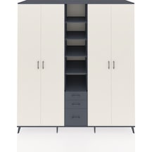 Kronos Dolap 17 Raflı 3 Çekmeceli 4 Kapaklı 220x59x243 Antrasit-aytaşı/antrasit Aytası/antrasıt - Antrasıt