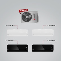 Arçelik 1+4 Multi Sistem 36100 MD Pro Dış Ünite 9 BTU Beyaz + 2 Adet 12 BTU Siyah + 12 BTU Beyaz İç Üniteler Duvar Tipi Klima