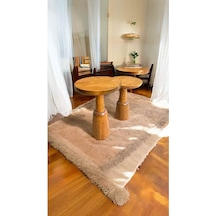 Doğal Ahşap 2 Li Yan Sehpa Seti Masif Tik Renk Zigon Fiskos - Çiiçeklik - Coffee Table Tik Ağacı