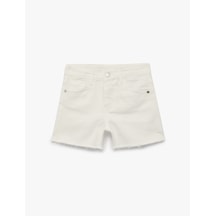 Koton Cepli Pamuklu Kesik Paça Basic Denim Şort Ekru 6skg40128ad