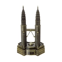 Vintage Metal Malezya Twin Towers Biblo Antik Bronz 18 Cm