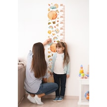 Soft Renkler Çocuk Figürleriyle Dolu Boy Cetveli Boy Ölçer Sticker Şeffaf Zeminli Duvara Uyumlu Dijital Baskı