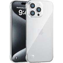 Apple Uyumlu iPhone 15 Pro Max Kamera Korumalı Yanları Açık Sararmaz Sert Mika Şeffaf Kılıf Beyaz