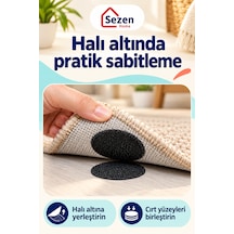 10 Adet Cırt Cırtlı Halı Sabitleyici Siyah Yuvarlak Halı Kaydırmaz