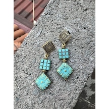 Boncuk Ay Küpe Şık Hediye Model A01960 Çok Renkli