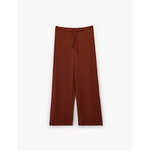 Koton Beli Lastikli Bağlamalı Dokulu Uzun Geniş Paça Pantolon Kiremit 6wak40122ek Çok Renkli