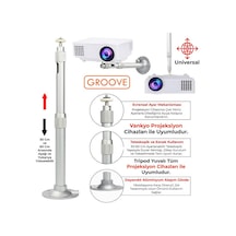 Vankyo Groove 30-60cm Alüminyum Projeksiyon Cihazı Tavan Askı Aparatı Duvar Bağlantı Aparatı Universal Projector Beyaz 360 Dönebilen Tripod Yuvalı
