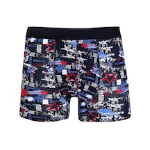 İbrahim Burak Etiler Collection Moda Çizgi Erkek Penye Likralı Desenli Boxer 40114 Lacivert