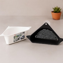 Süzgeçli Lavabo Köşe Rafı Vantuzlu Plastik Renkli