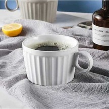 Novahub İskandinav Tarzı Beyaz Seramik Fincan Kupa - 400ml Su Bardağı Kahve Fincanı Beyaz