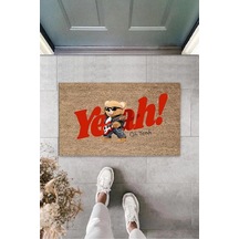 Dekoratif Dijital Oh Yeah Ayıcık Bej Kapı Paspası Dış Mekan Paspas K-3188 Renkli