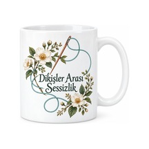 Bezos Dikişler Arası Sessizlik Tasarımlı Porselen Kupa - Model 583 Nıda