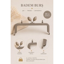 Vollen Yarn Metal Badem Model Çanta Bursu 20 Cm El Çantası Çerçevesi Portföy Cüzdan Klipsi Çanta Aparatı Ekru