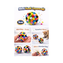 Mini Ponpon Kedi Oyuncak Topu 5 Cm 2 Adet - Yumuşak Renkli Sessiz Kedi Oyun Topu
