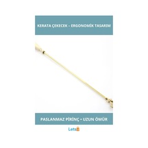 Letsii Ergonomik Uzun Saplı Pirinç Kerata Çekecek