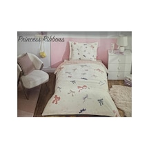 Princess Ribbons Tek Kişilik Lastikli Çarşaf Nevresim Takımı Beyaz