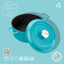 Metal Spring Serisi - Döküm Tencere, Yuvarlak, 24 Cm, Mat Emaye, Parlak Siyah Taban, Kırmızı 12v