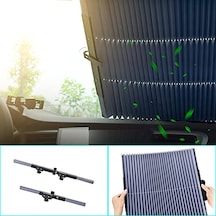 Mallart Vantuzlu Araç İçi Güneşlik Perdesi, Akordeon Katlanır Oto Cam Güneşliği, Isı Engelleyici Otomatik Kapanan Araba Yan Ve Arka Cam Perdesi Açık Bej